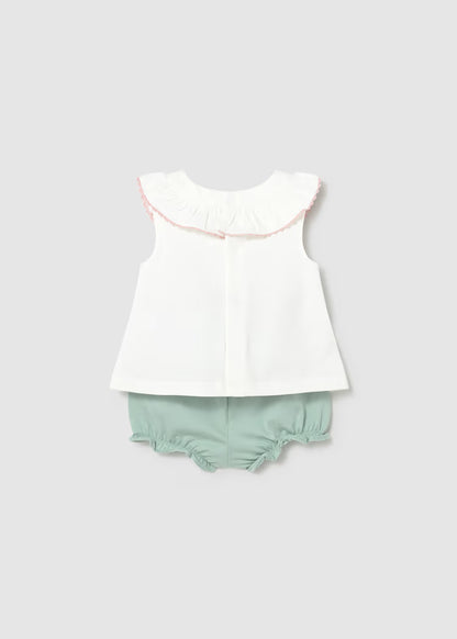 Conjunto 4 piezas cuello volante recién nacida