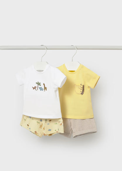 Conjunto 4 piezas pantalón corto recién nacido