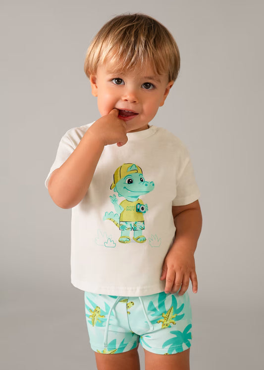 Conjunto bañador y camiseta protección solar bebé