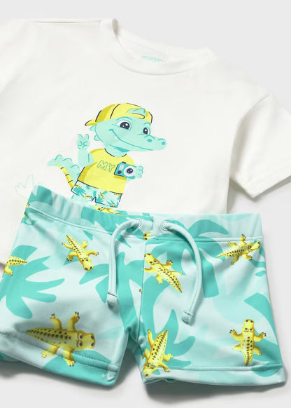 Conjunto bañador y camiseta protección solar bebé