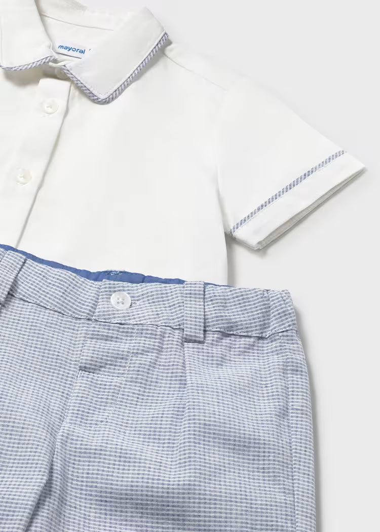 Conjunto bermuda y camisa con lino bebé