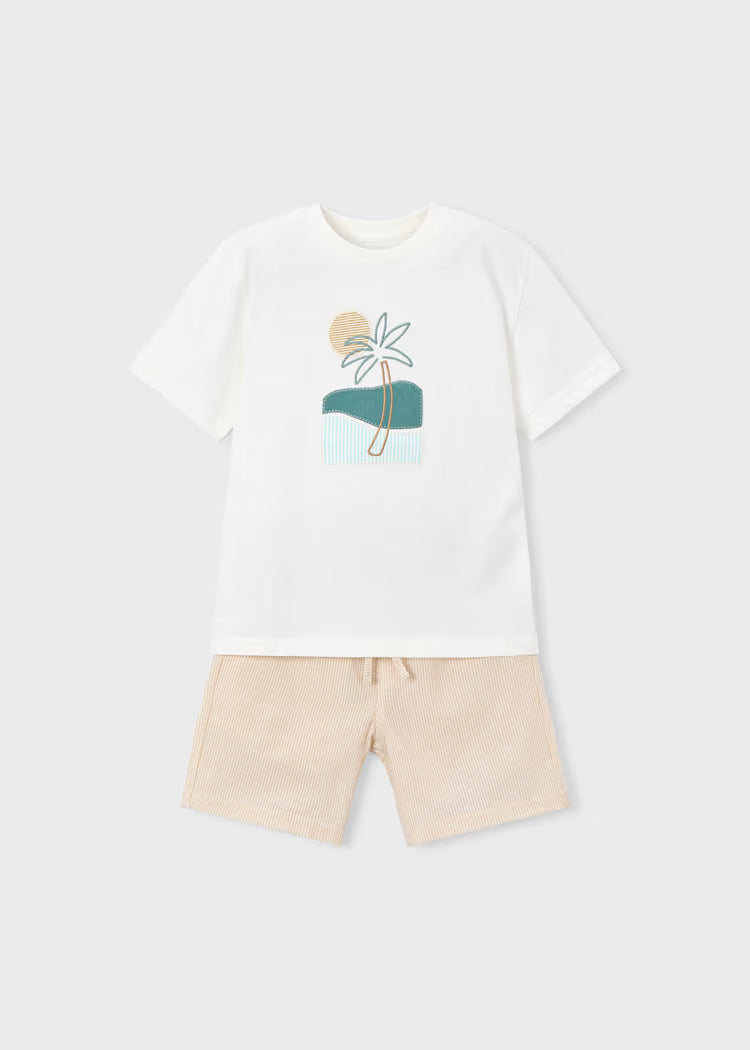 Conjunto bermuda y camiseta con bordado niño