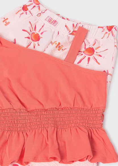Conjunto de pantalón largo estampado y top chica