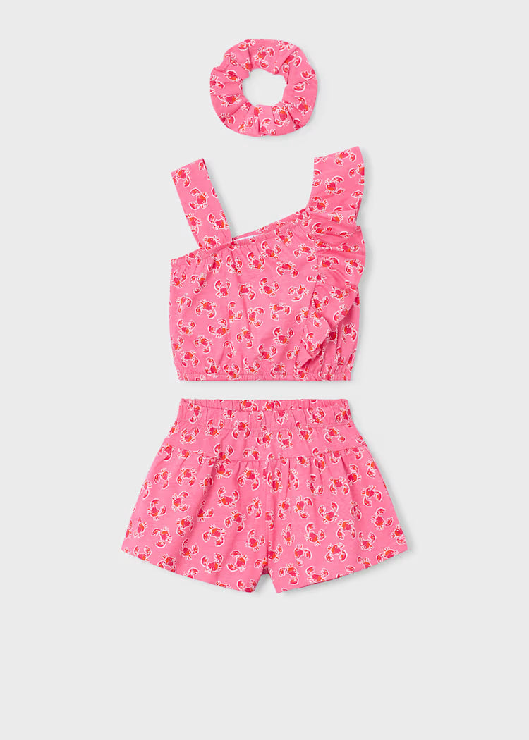 Conjunto estampado con coletero niña
