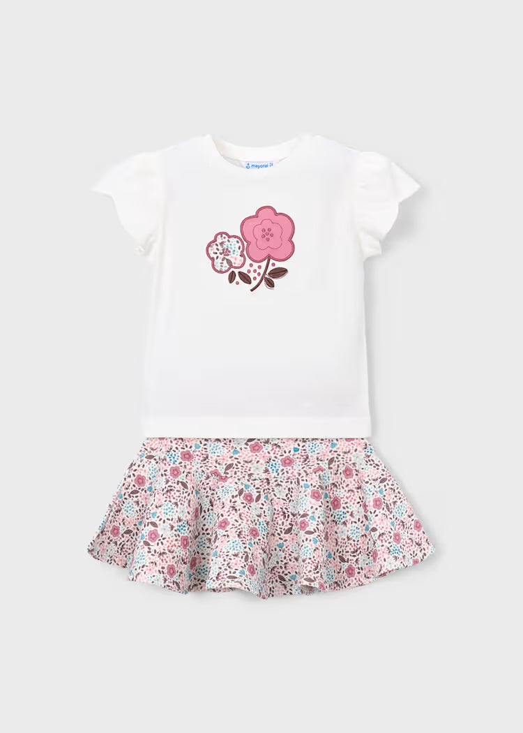 Conjunto falda y camiseta punto niña