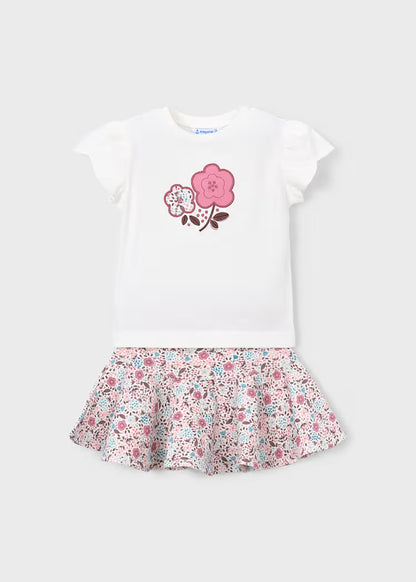 Conjunto falda y camiseta punto niña