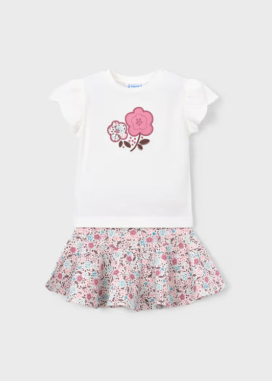 Conjunto falda y camiseta punto niña