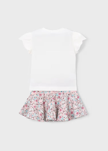 Conjunto falda y camiseta punto niña