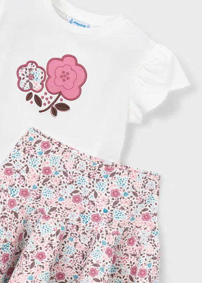 Conjunto falda y camiseta punto niña