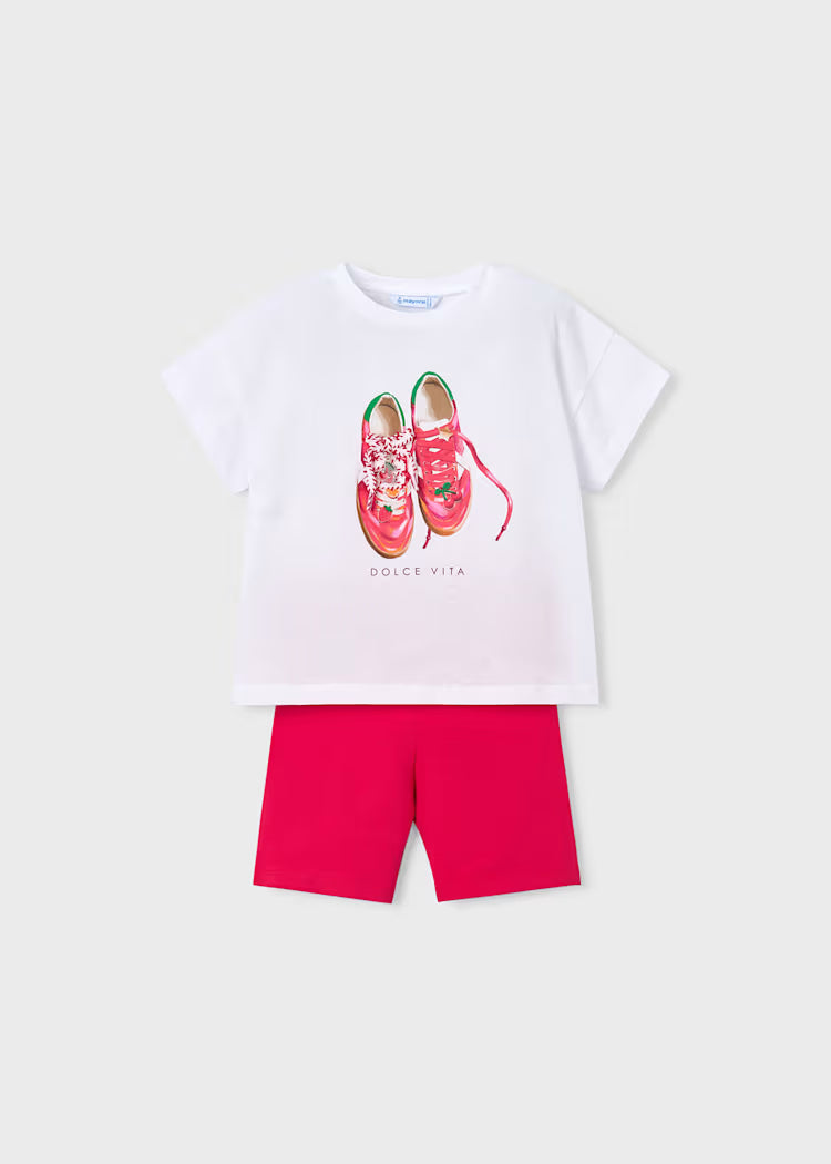 Conjunto legging ciclista y camiseta niña
