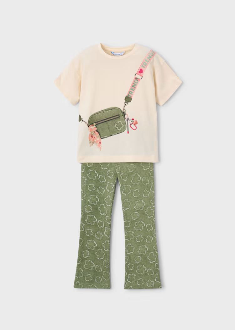 Conjunto legging estampado y camiseta niña