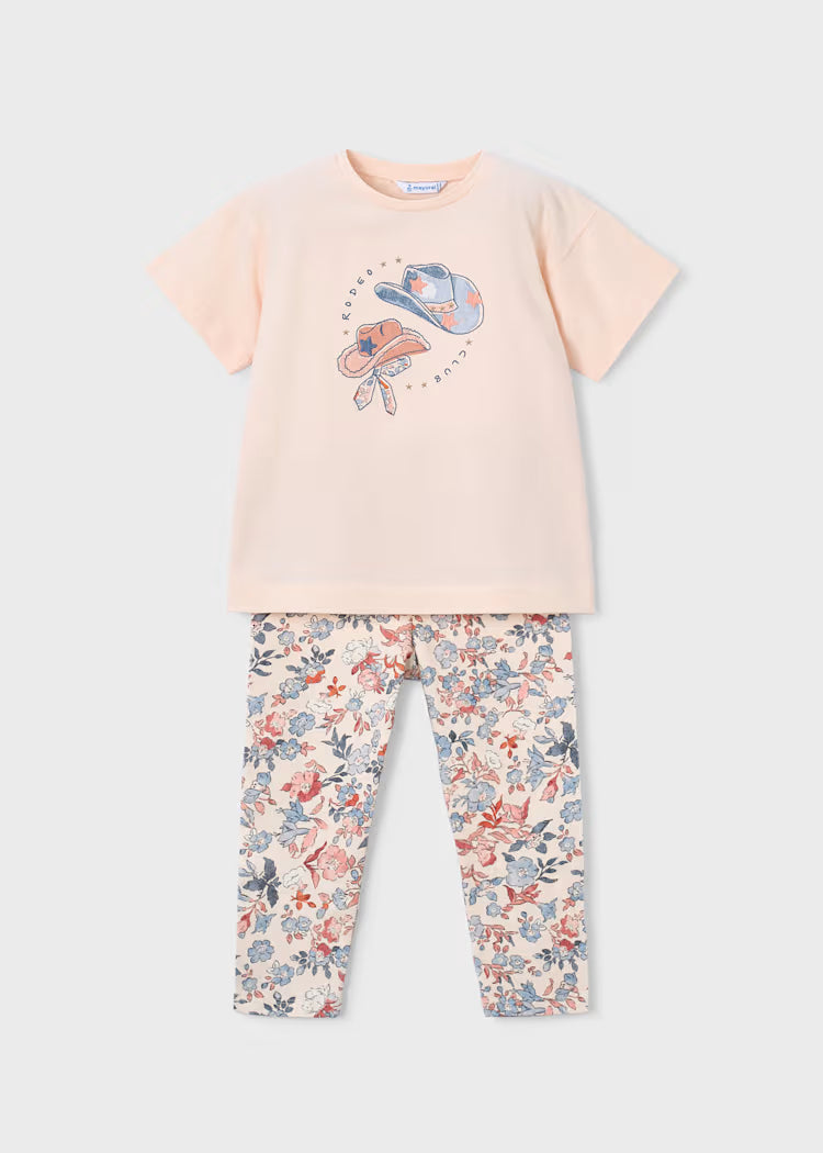 Conjunto legging estampado y camiseta niña