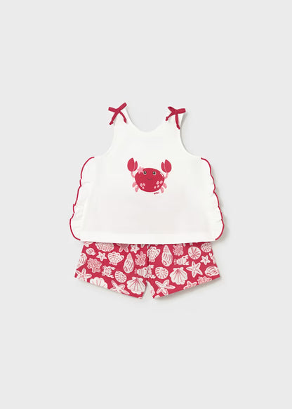 Conjunto pantalón corto estampado y camiseta bebé