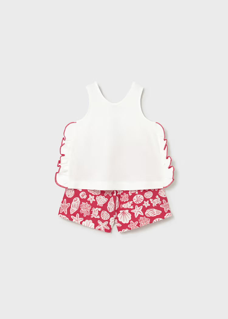 Conjunto pantalón corto estampado y camiseta bebé