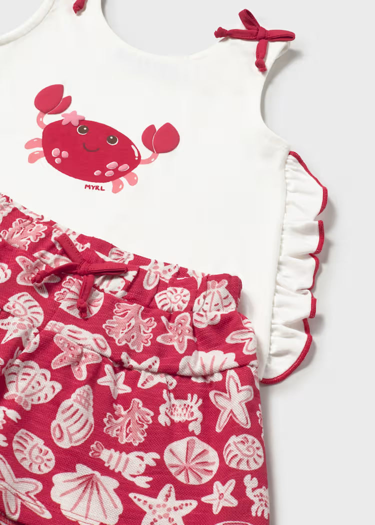 Conjunto pantalón corto estampado y camiseta bebé