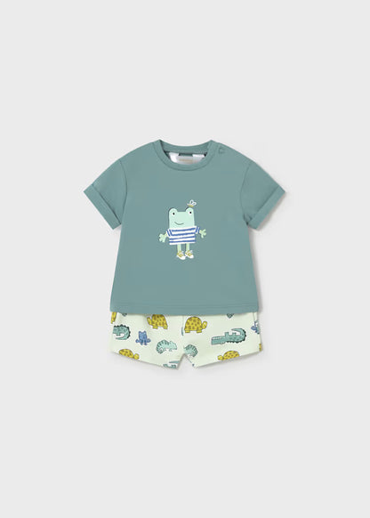 Conjunto pantalón corto estampado y camiseta recién nacido