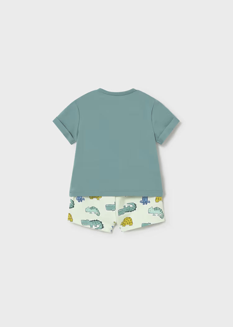 Conjunto pantalón corto estampado y camiseta recién nacido