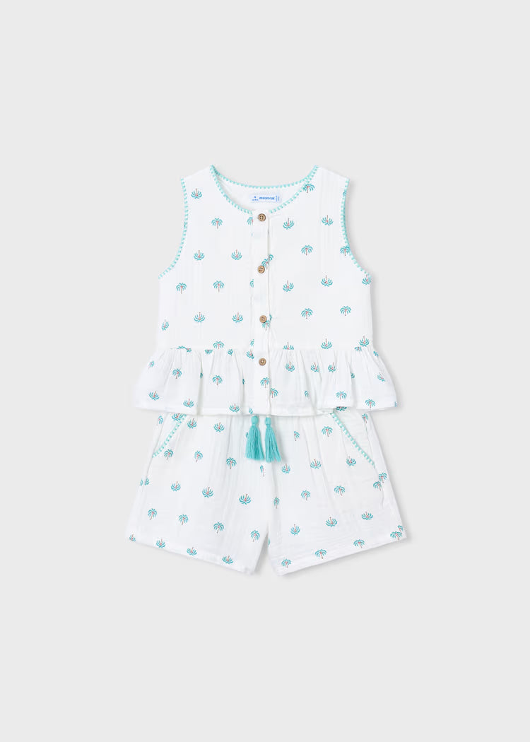 Conjunto pantalón corto y camiseta estampada niña
