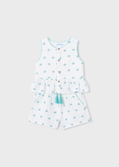 Conjunto pantalón corto y camiseta estampada niña