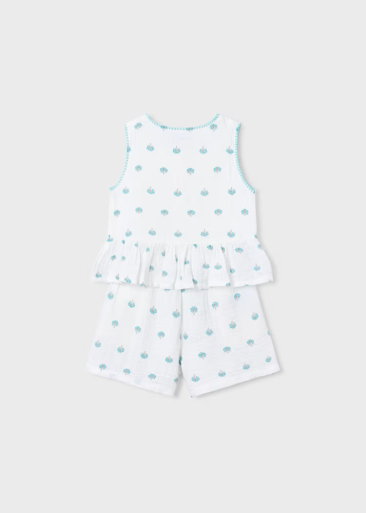 Conjunto pantalón corto y camiseta estampada niña