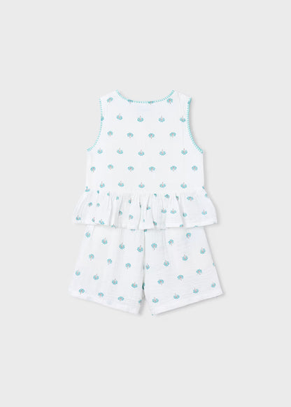 Conjunto pantalón corto y camiseta estampada niña