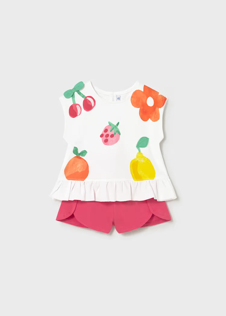Conjunto pantalón corto y camiseta frutas bebé