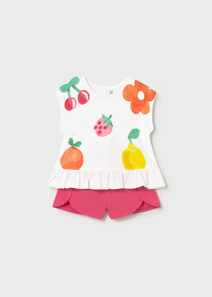 Conjunto pantalón corto y camiseta frutas bebé