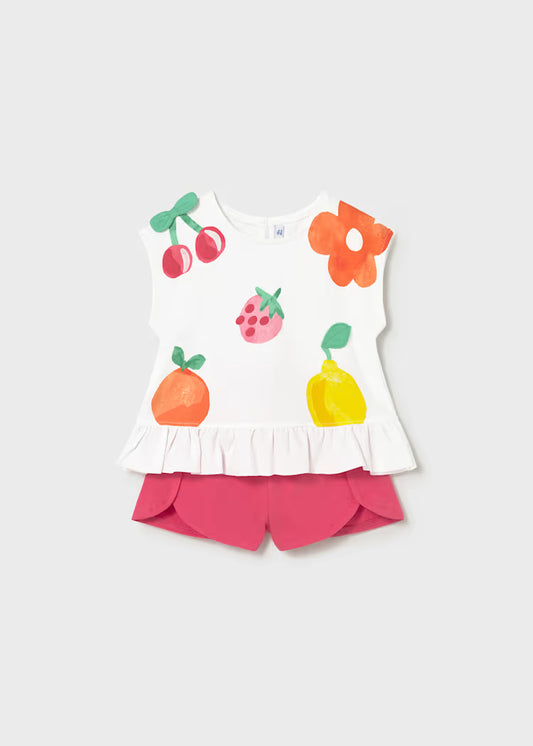 Conjunto pantalón corto y camiseta frutas bebé
