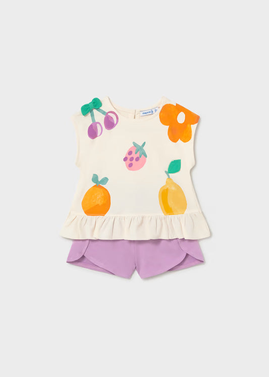 Conjunto pantalón corto y camiseta frutas bebé