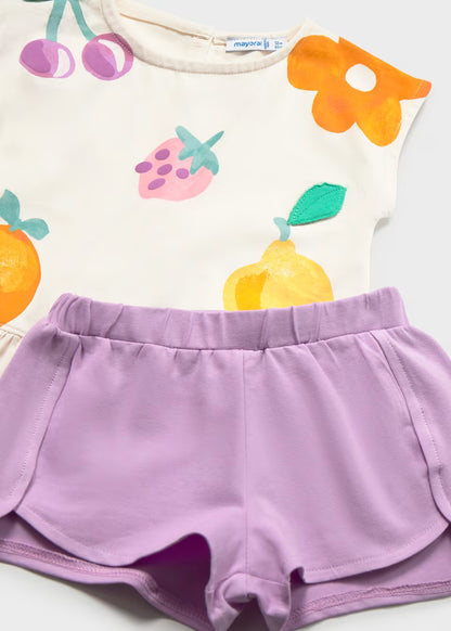 Conjunto pantalón corto y camiseta frutas bebé