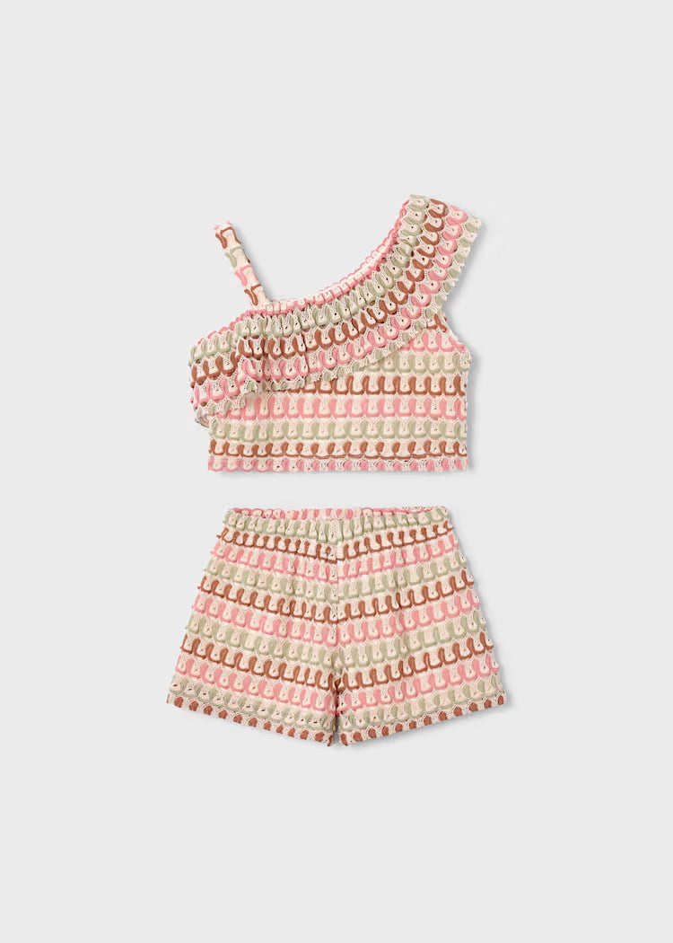 Conjunto pantalón corto y top asimétrico niña