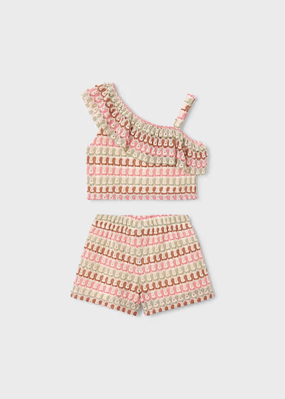 Conjunto pantalón corto y top asimétrico niña