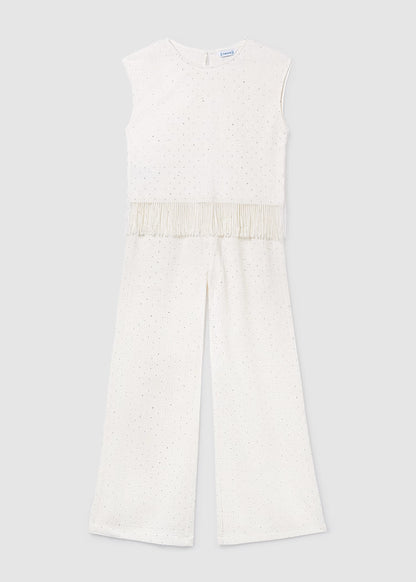 Conjunto pantalón largo strass y top chica