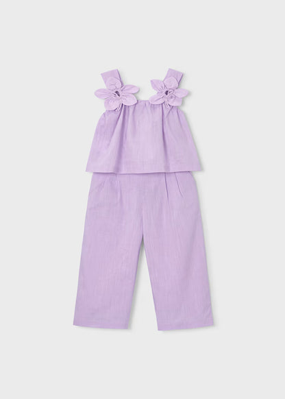 Conjunto pantalón largo y blusa flores niña