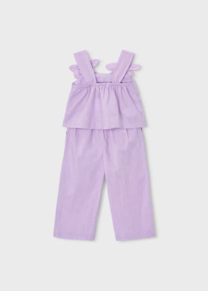 Conjunto pantalón largo y blusa flores niña