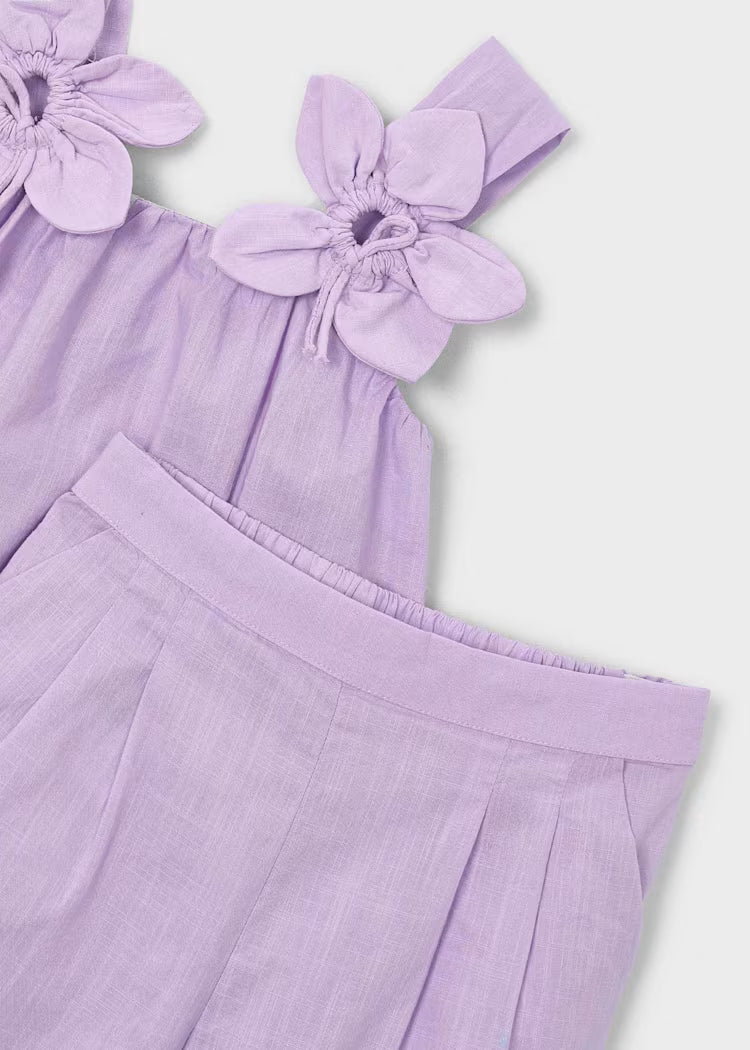 Conjunto pantalón largo y blusa flores niña