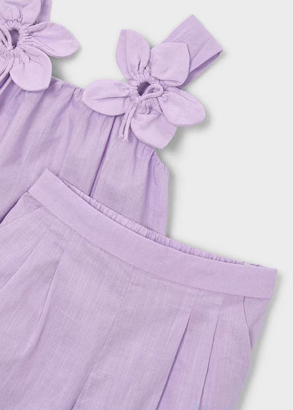 Conjunto pantalón largo y blusa flores niña