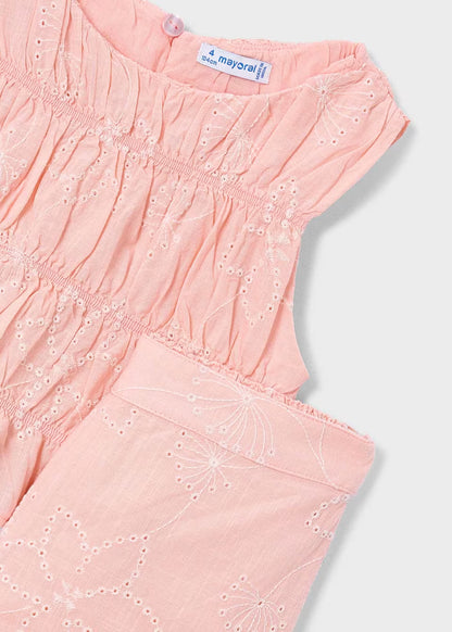 Conjunto pantalón largo y top fruncido para niña