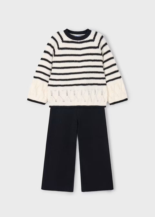 Conjunto pantalón y jersey rayas niña