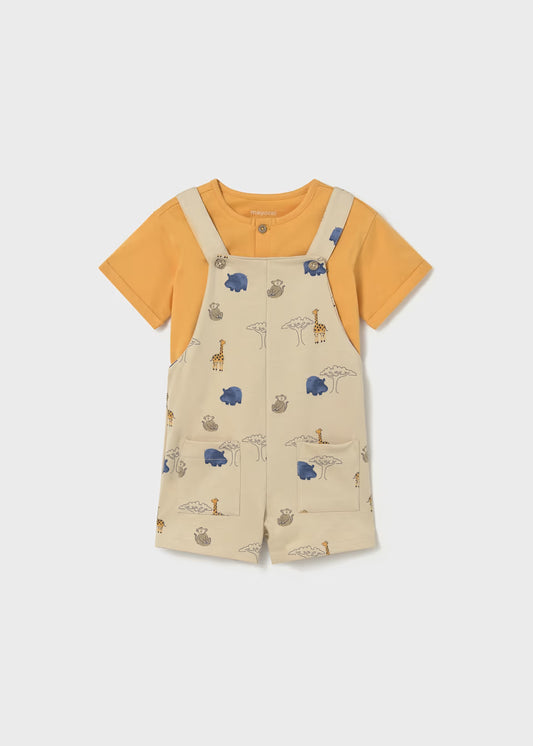 Conjunto peto estampado y camiseta bebé