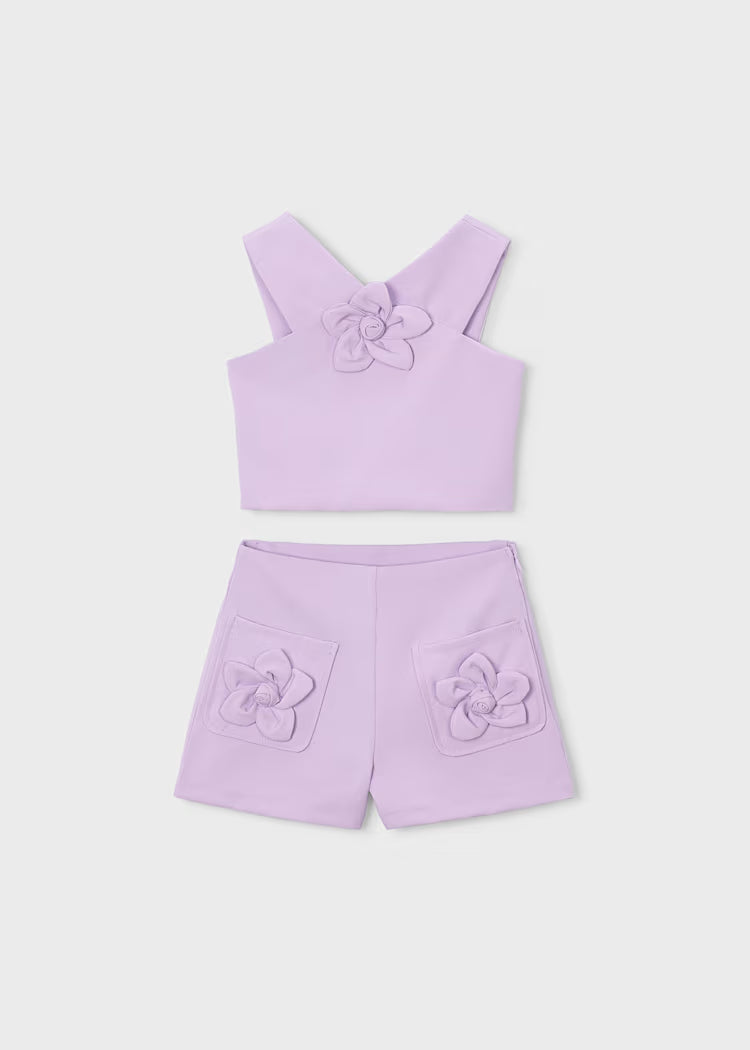 Conjunto short y top flor niña