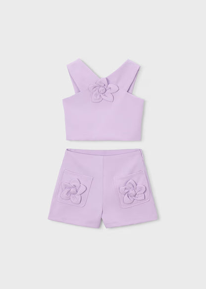 Conjunto short y top flor niña