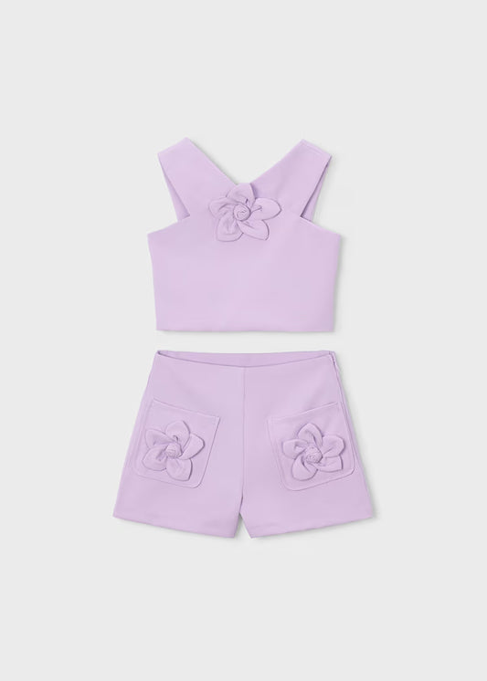Conjunto short y top flor niña