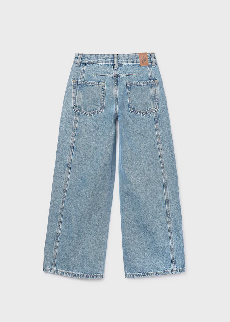 Pantalón largo vaquero wide leg chica