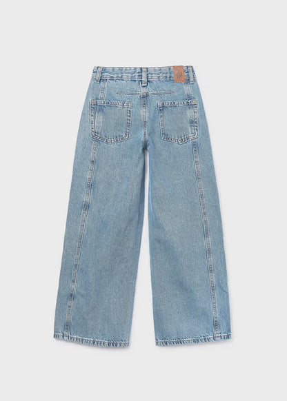 Pantalón largo vaquero wide leg chica