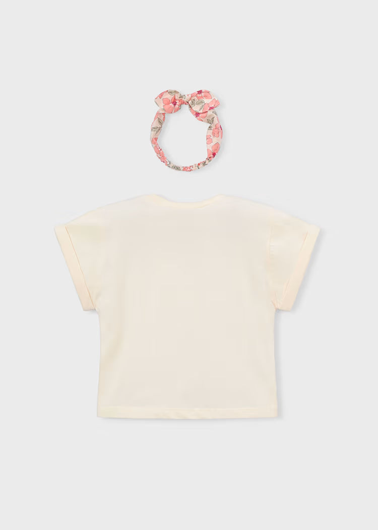 Playera con scrunchie estampada niña