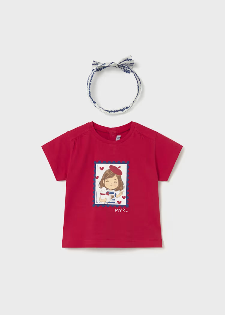 Camiseta estampada con diadema bebé