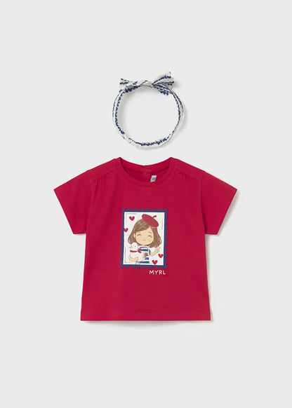 Camiseta estampada con diadema bebé
