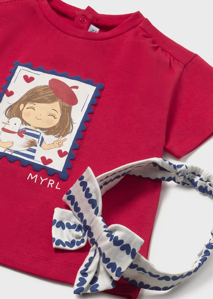 Camiseta estampada con diadema bebé