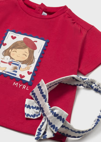 Camiseta estampada con diadema bebé